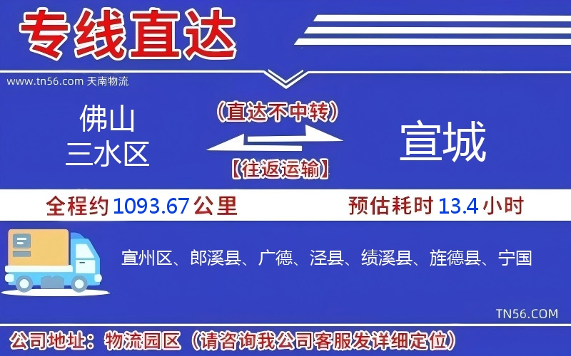 佛山三水區到宣城物流公司