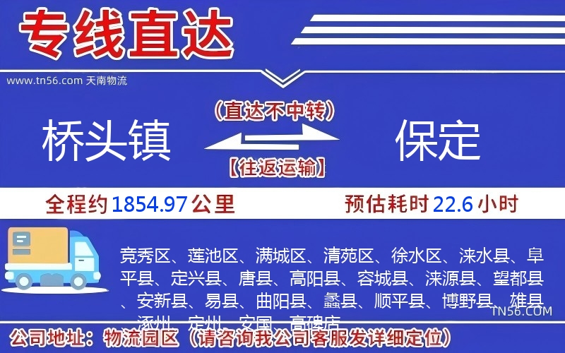 橋頭鎮(zhèn)到保定物流公司 橋頭鎮(zhèn)到保定物流公司