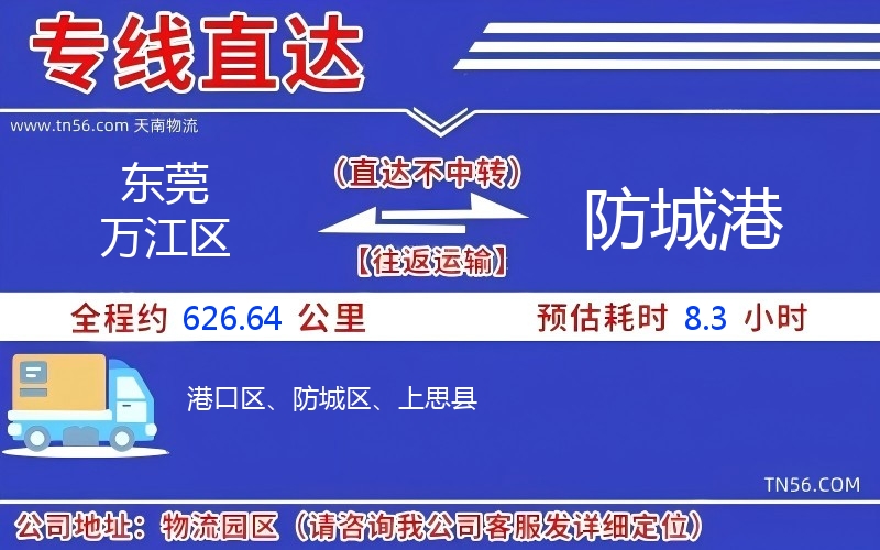 東莞萬(wàn)江區(qū)到防城港物流公司